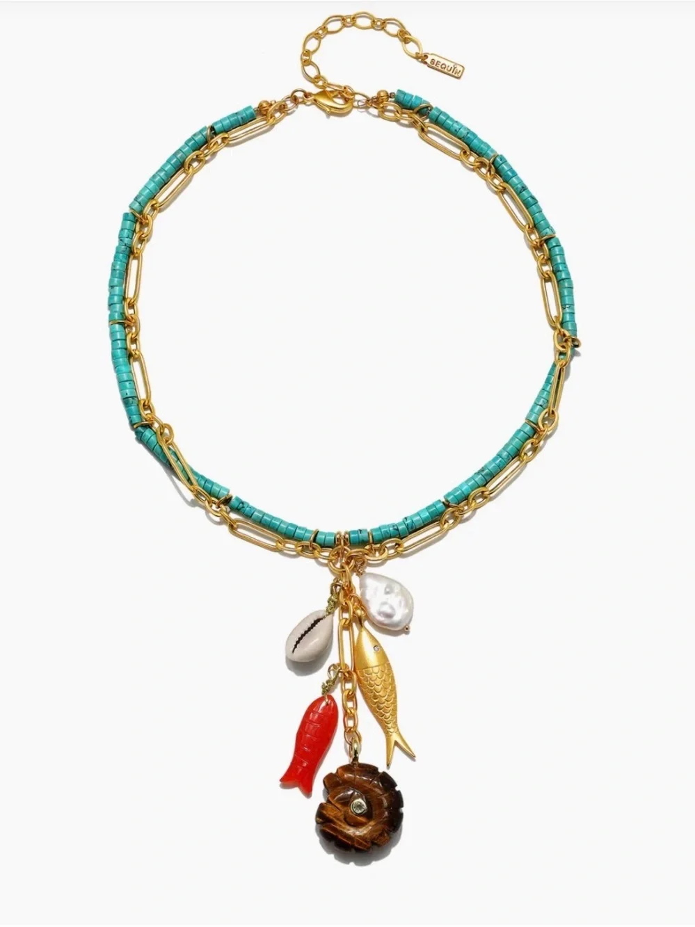 Sequin Cameron Necklace with Beads and Multi Chain - Picture 1 of 3